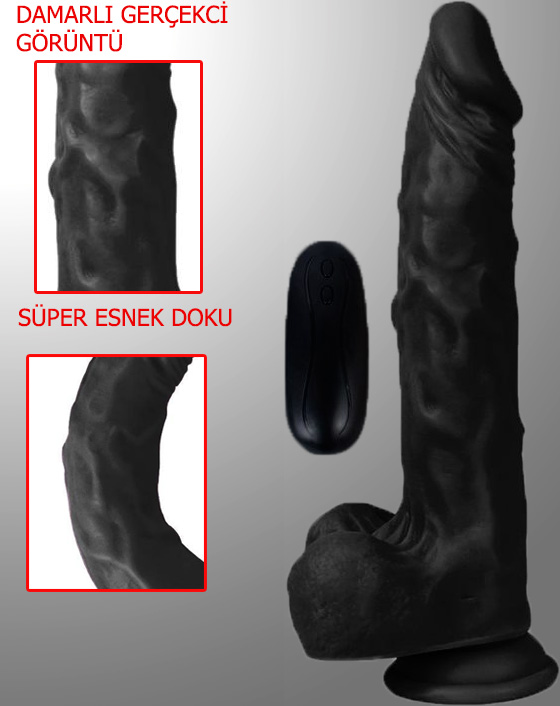 Dildo Series Siyah Hero 24 Cm 10 Modlu Titreşimli Realistik Penis