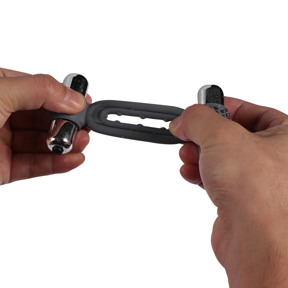 Esnek Silikon Yapılı Çok Güçlü Titreşimli Double Penis Halkası Ring