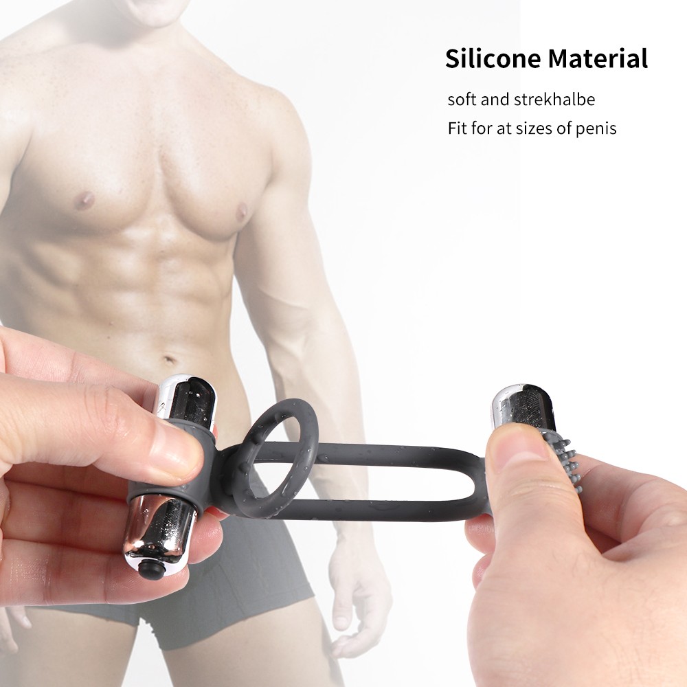 Esnek Silikon Yapılı Çok Güçlü Titreşimli Double Penis Halkası Ring