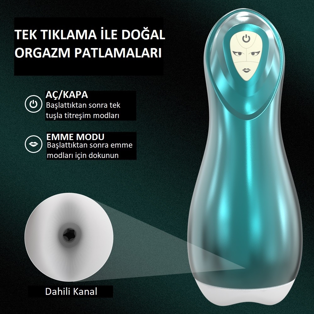 Katyodi 5 Modlu Titreşimli ve 5 Modlu Emiş Yapabilen Şarjlı Vajina Mastürbatör
