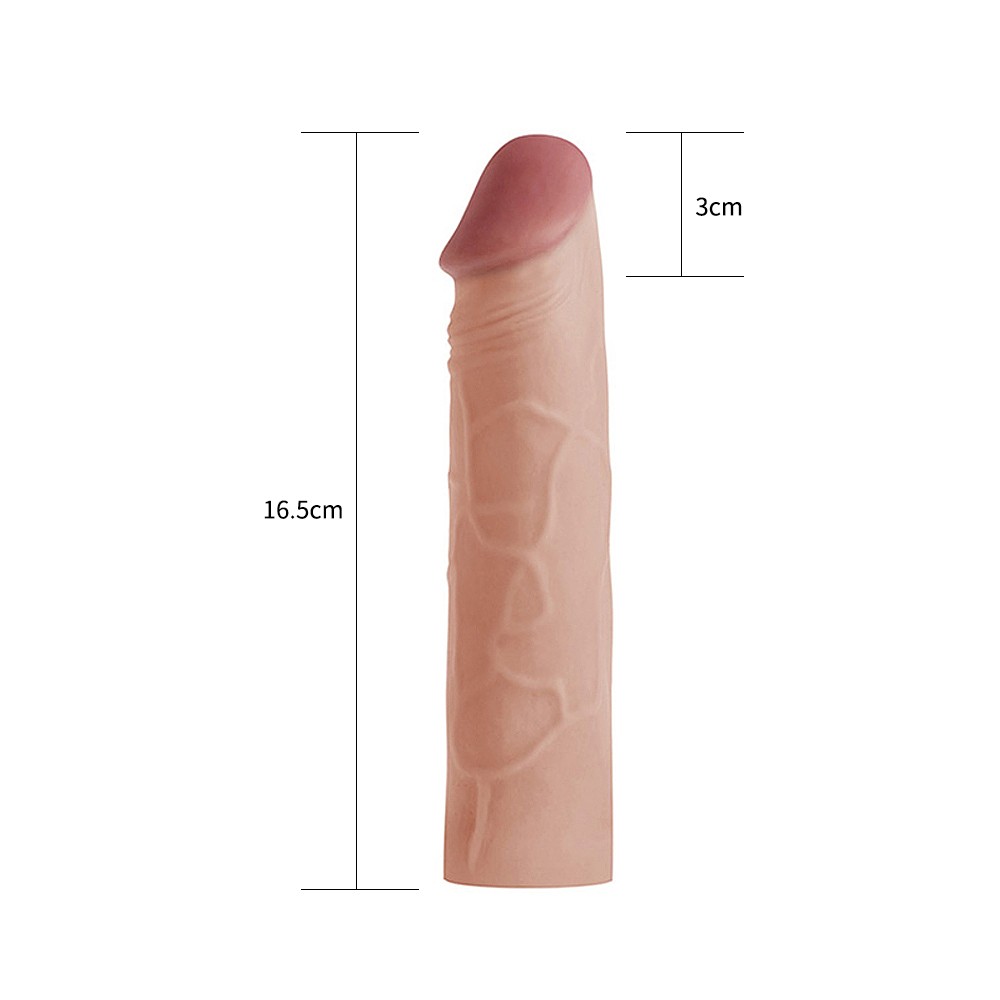 Lovetoy X-Tender Realistik Dokuda 2.5 Cm Uzatmalı Penis Kılıfı-LV1050F