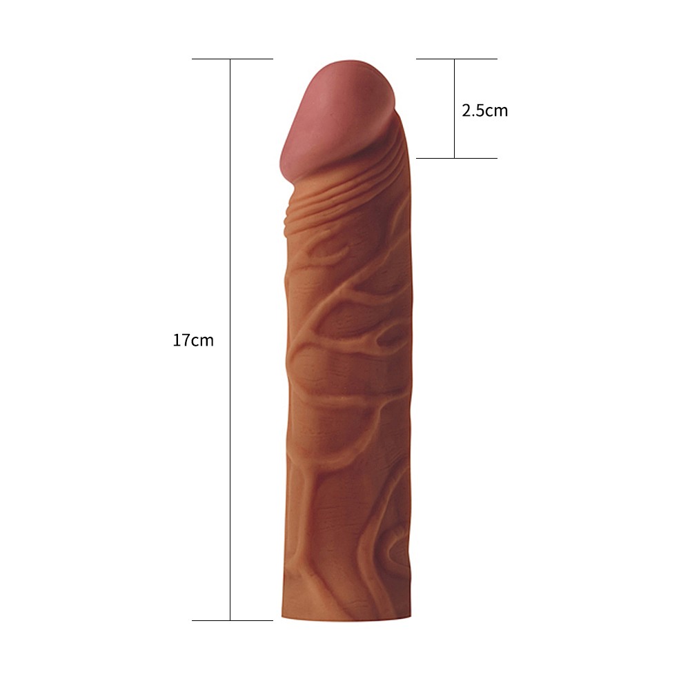 Lovetoy X-Tender Realistik Dokuda 2.5 Cm Uzatmalı Penis Kılıfı-LV1051B
