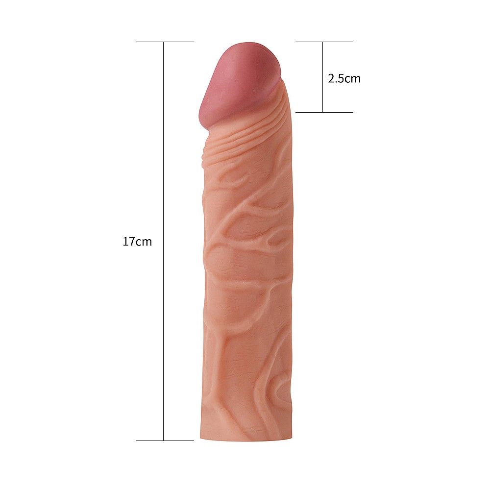 Lovetoy X-Tender Realistik Dokuda 2.5 Cm Uzatmalı Penis Kılıfı-LV1051F