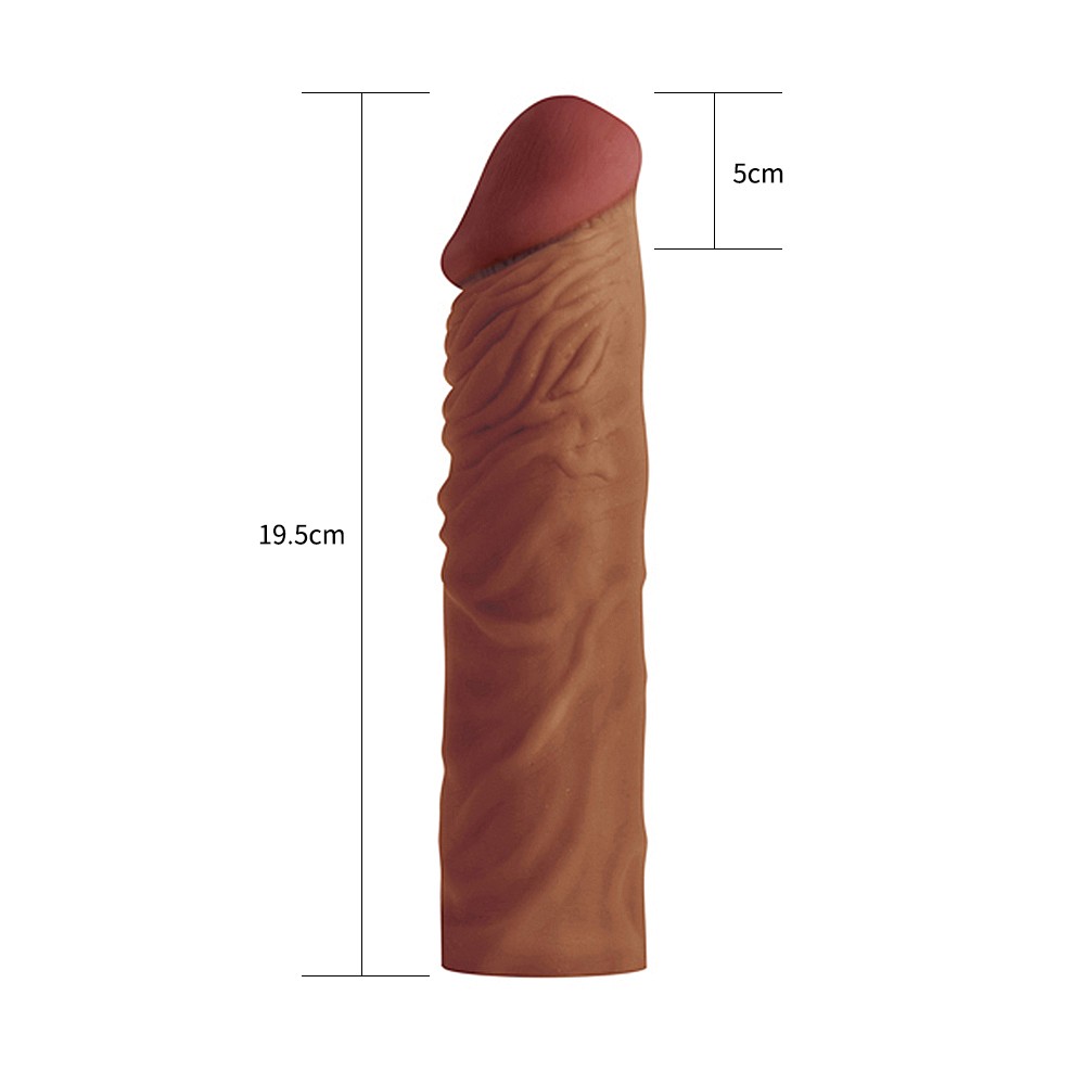 Lovetoy X-Tender Realistik Dokulu 5 Cm Uzatmalı Penis Kılıfı-LV1052B