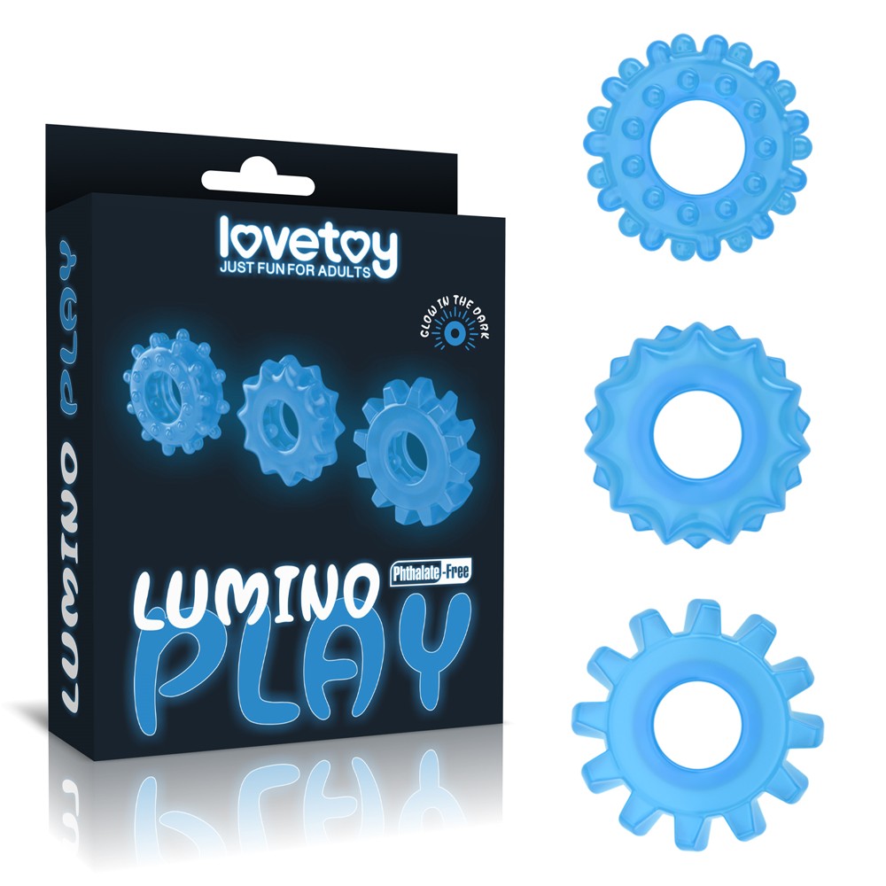 Lumino Play Fosforlu 3 Farklı Boyda Penis Halkaları Seti