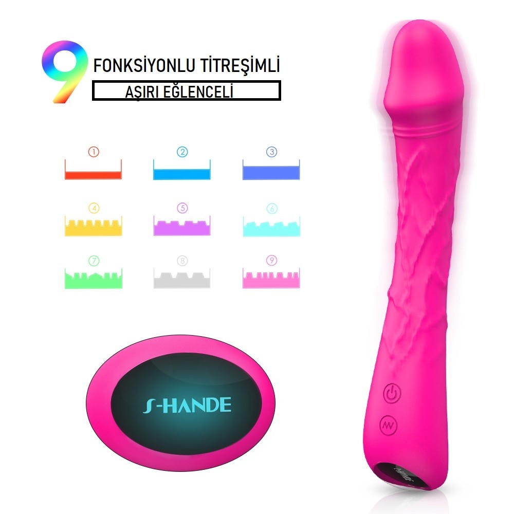 Sunshine 9 Fonksiyonlu Titreşimli Şarjlı Bükülebilir Damarlı Vibratör Dildo