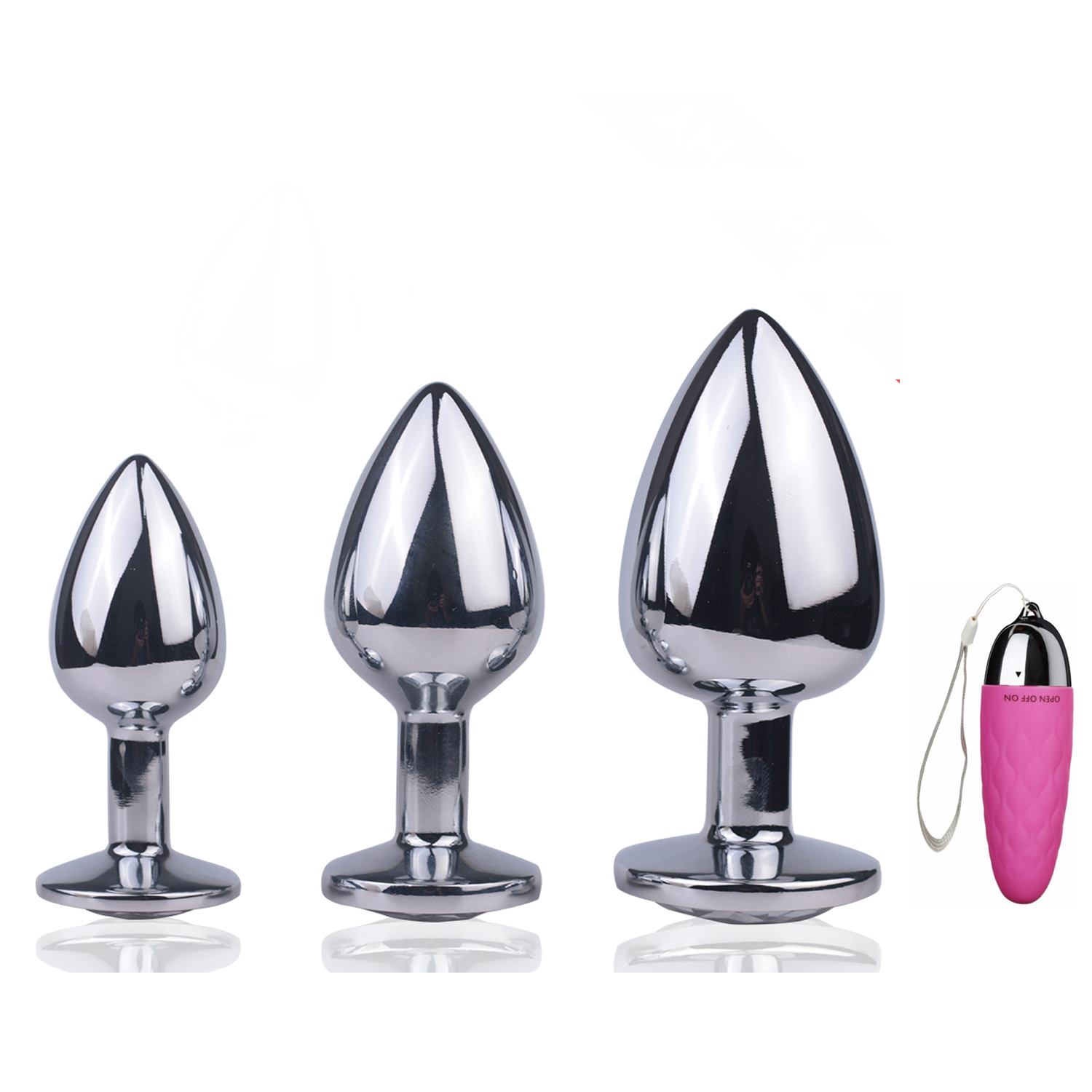 Taşlı 3 Farklı Boyutta Metal Anal Plug Seti