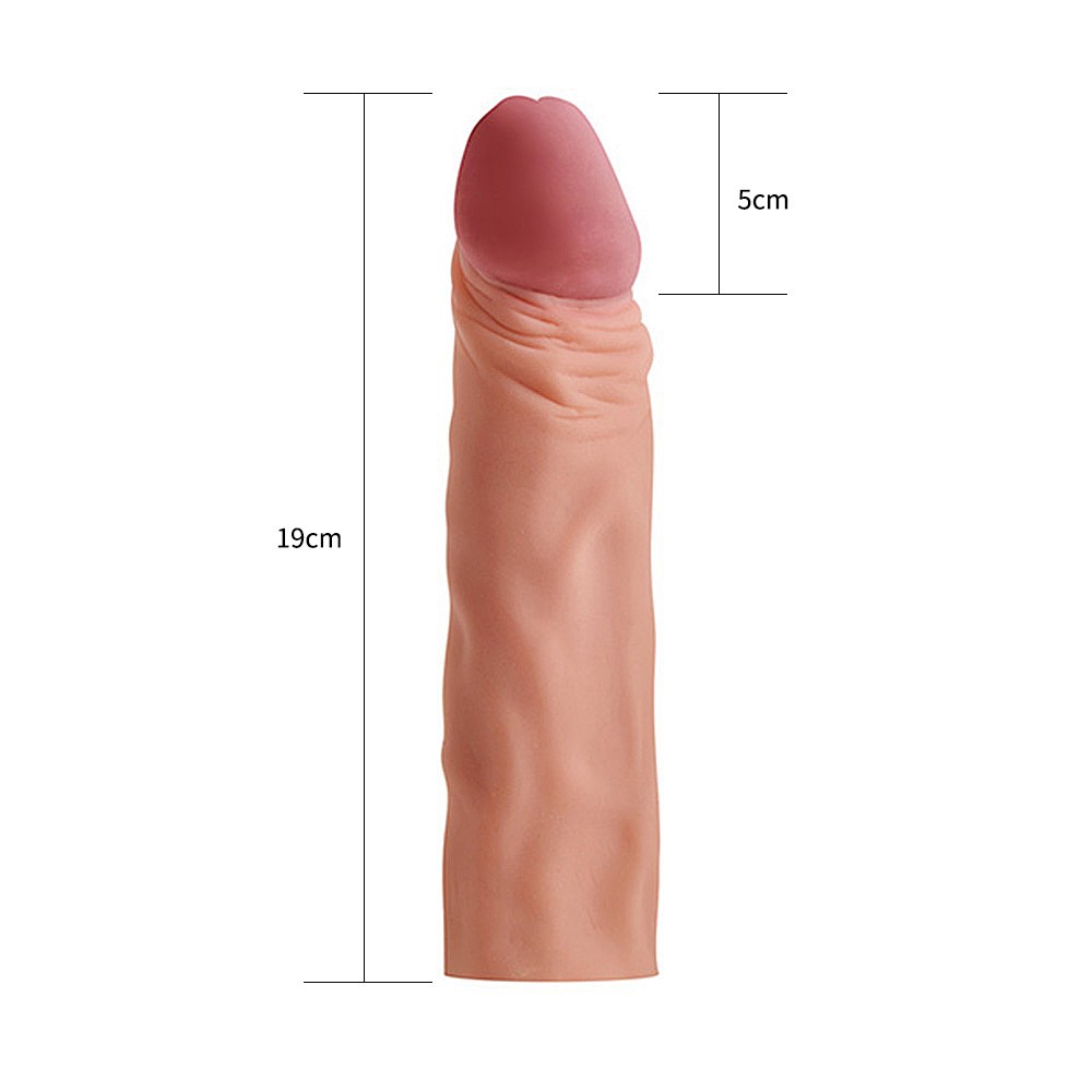 X- Tender Realistik Dokulu 5 Cm Uzatmalı Penis Kılıf-LV1053F