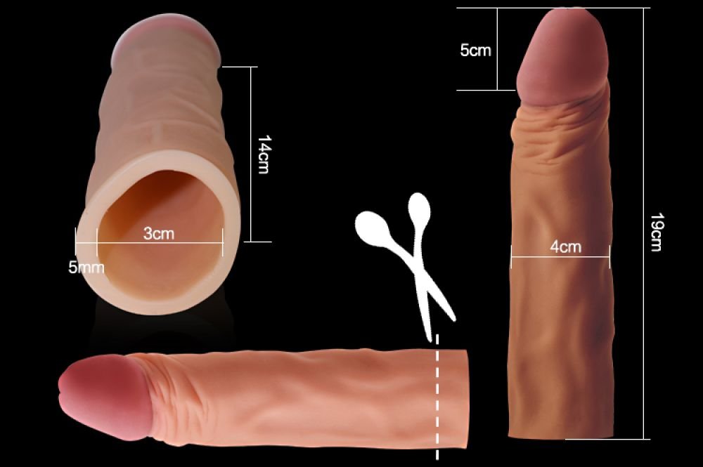 X- Tender Realistik Dokulu  5cm Uzatmalı Penis Kılıfı-LV1053B